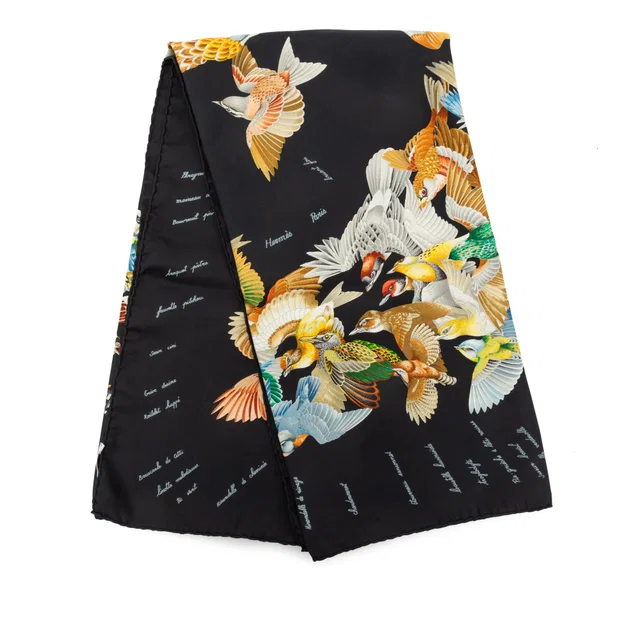 Black Hermès L Intrus Silk Scarf 90 Scarves in Black Silk from Designer Revival