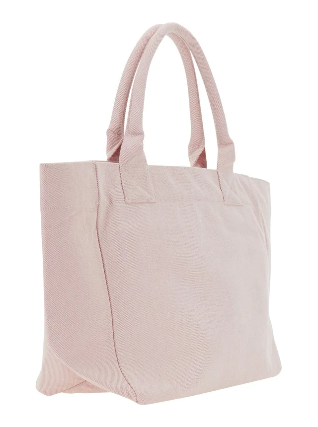 GANNI 'Trapeze Medium' Pink Tote bag with logo lettering and print on the front in cotton for women in Pink, photo 6 of 10 from Gaudenzi Boutique
