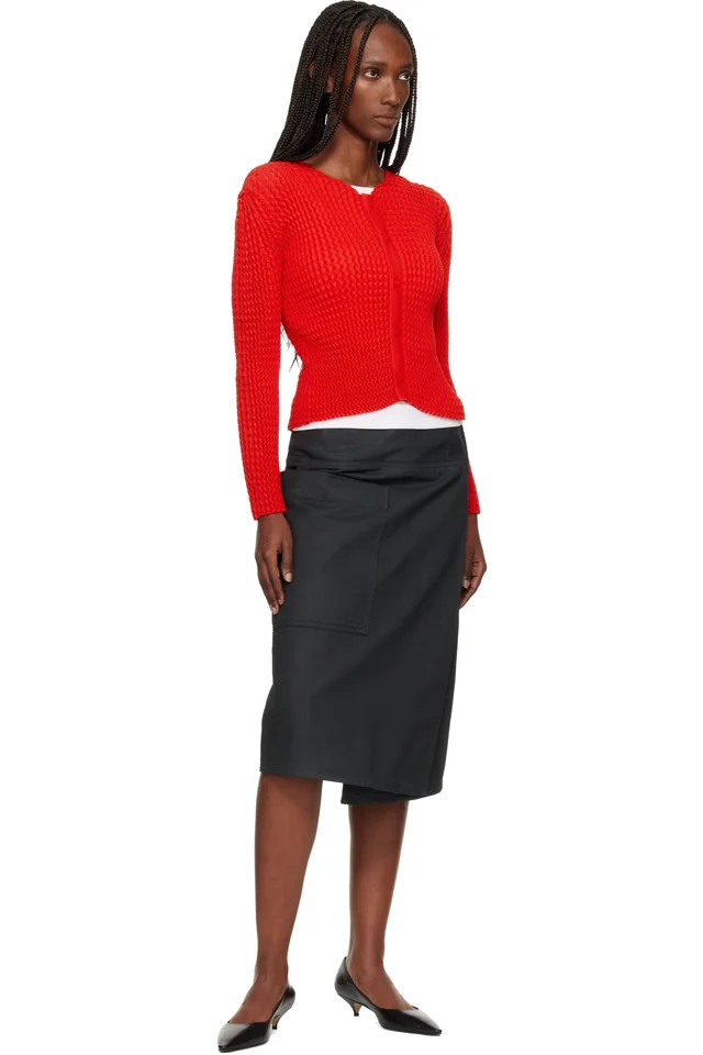 ISSEY MIYAKE Red October Spongy-58 Cardigan, photo 4 of 4 from SSENSE