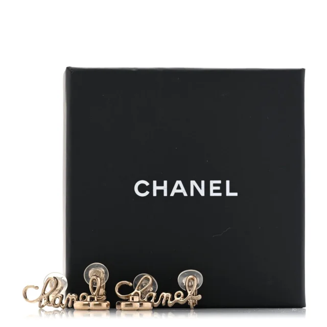 Chanel Metal Logo CC Turnlock Clip On Earrings Gold in Gold from FASHIONPHILE, photo 5 of 5