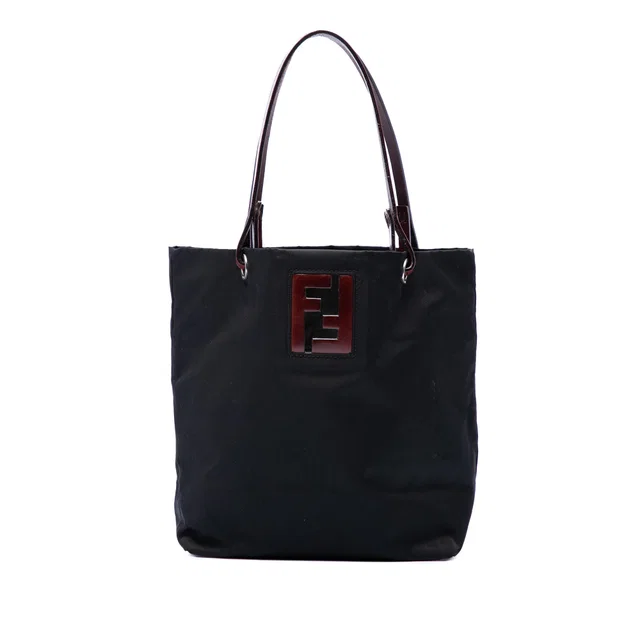 Black Fendi Nylon FF Handbag in Black Nylon from Designer Revival