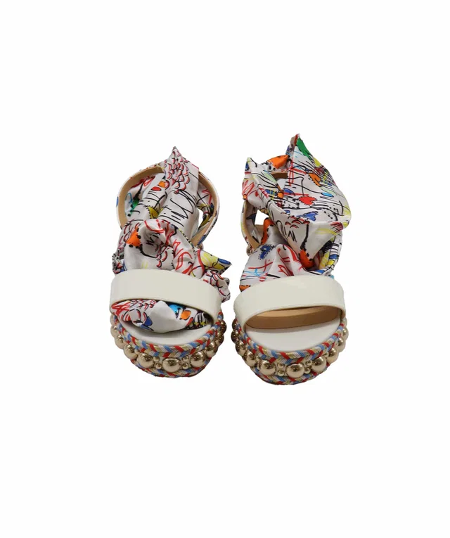 Christian Louboutin White Ribbon Wedges Size 38 in White from Luxury Promise