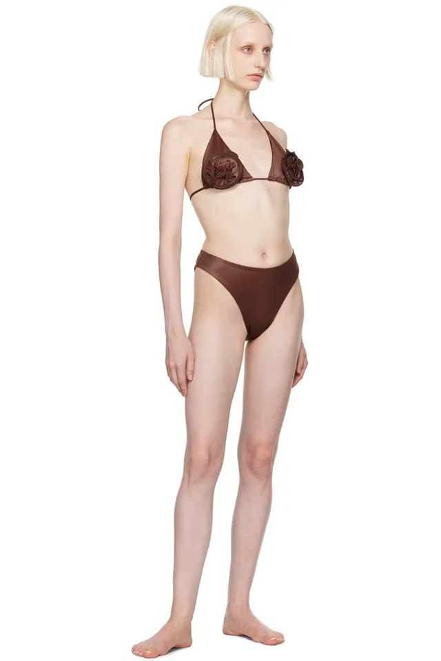 Magda Butrym Brown Floral Bikini Top, photo 4 of 4 from SSENSE