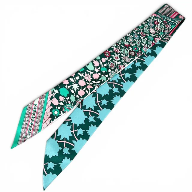 Hermès Tapis Persans Persian Rug Silk 100% Twilly Scarf Multicolor in Multicolor Silk from The Reluxe