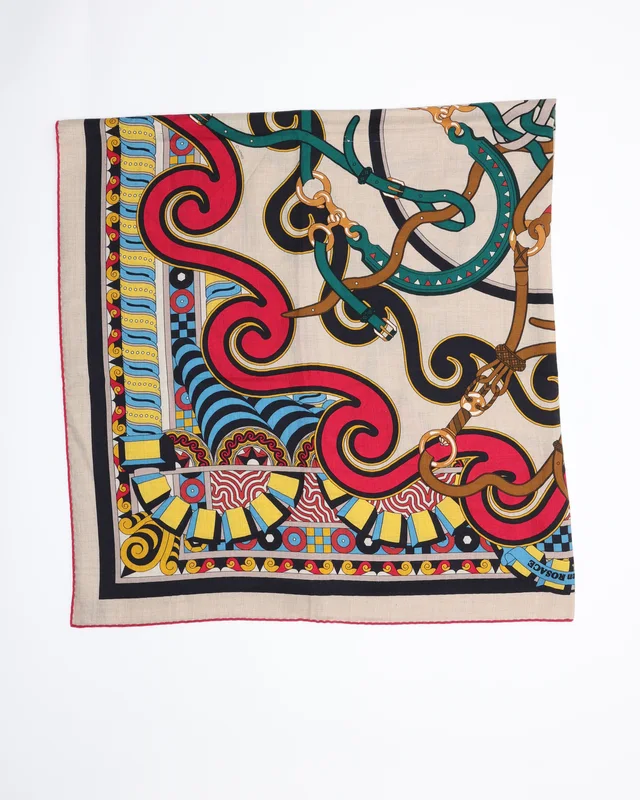 Hermès Harnais en Rosace Cashmere Silk Scarf in Silk from A Retro Tale, photo 2 of 4