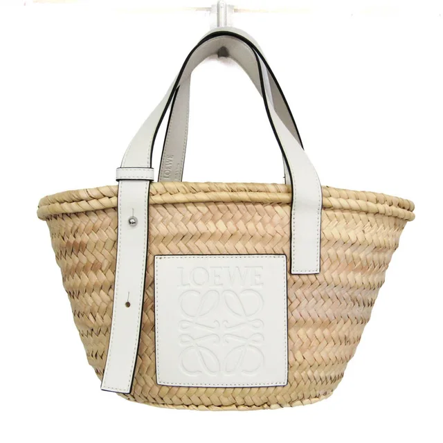 Loewe Basket Bag Small Women's Leather Handbag Beige,White in Beige/White Leather from Elady