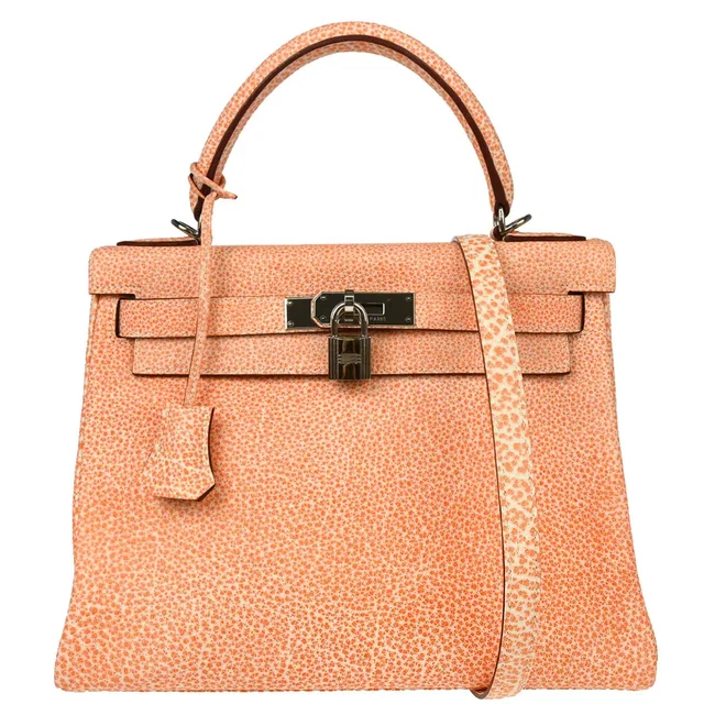 Hermès 2002 Orange Dalmatian Kelly 28 Retourne 2way Shoulder Handbag in Orange from AMORE Vintage Tokyo