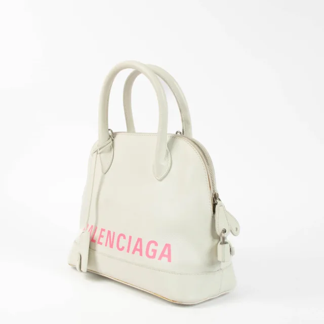 Balenciaga White Logo Ville Small Bag in White Caviar leather from Labellov, photo 3 of 6