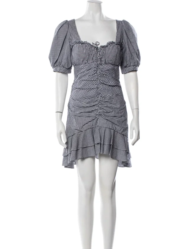 SIMKHAI Plaid Print Mini Dress in blue|white from The RealReal