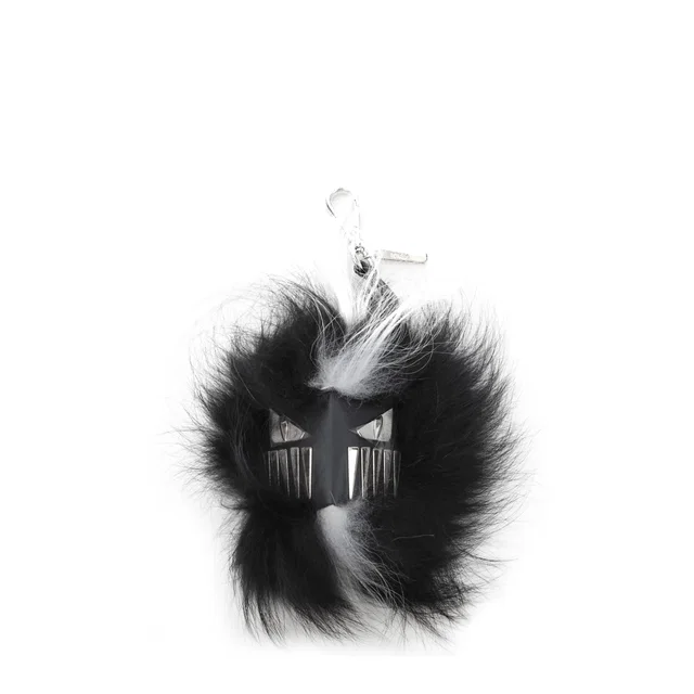 Fendi Black Fur Necklace in Black Leather from HEWI