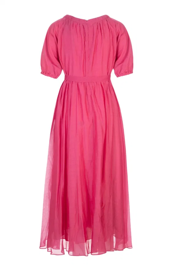 Max Mara Pink Fresia Belted Silk Blend Dress in Pink Silk from HEWI