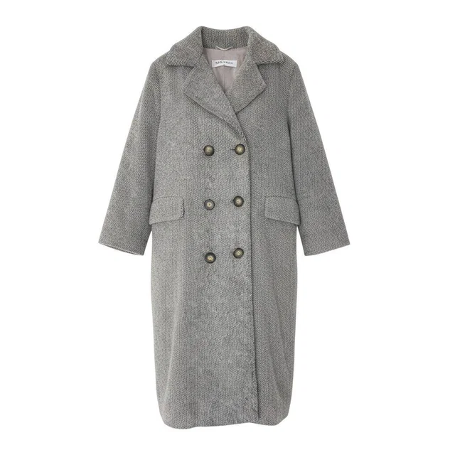 Max Mara Chesterfield Long Coat Angora Blend Double Breasted 40 Gray in Grey from The Reluxe