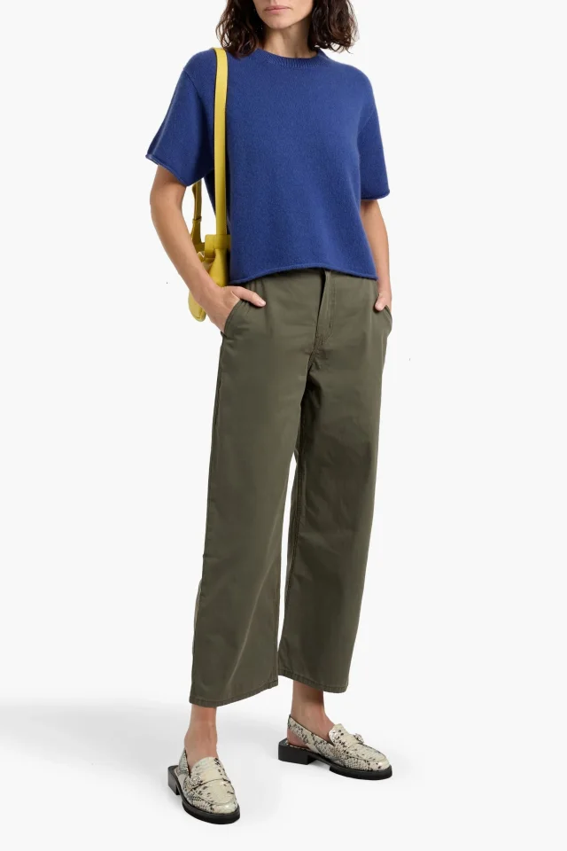 The Elder Statesman Cotton-Twill Straight-Leg Pants in Army green, photo 2 of 4 from THE OUTNET