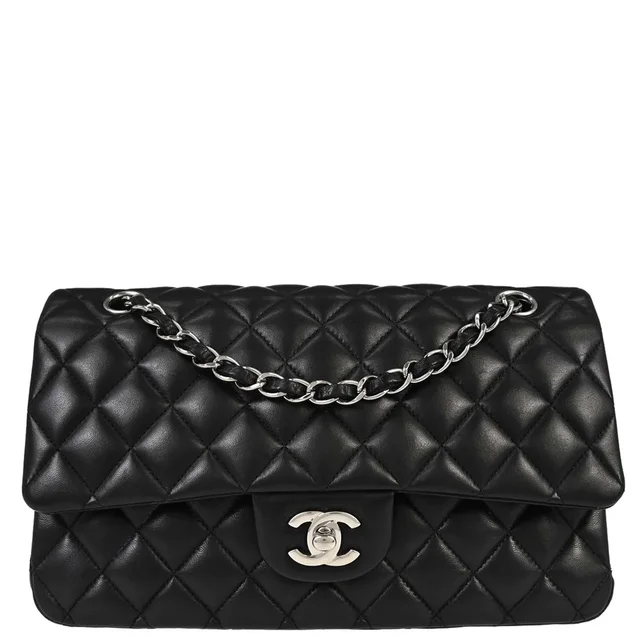 Chanel 2012-2013 Black Lambskin Medium Classic Double Flap Shoulder Bag in Black Lambskin from AMORE Vintage Tokyo