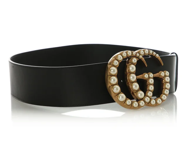 Gucci Moon Calfskin Pearl Double G 70mm Belt in Calfskin from Ann's Fabulous Finds, photo 5 of 6