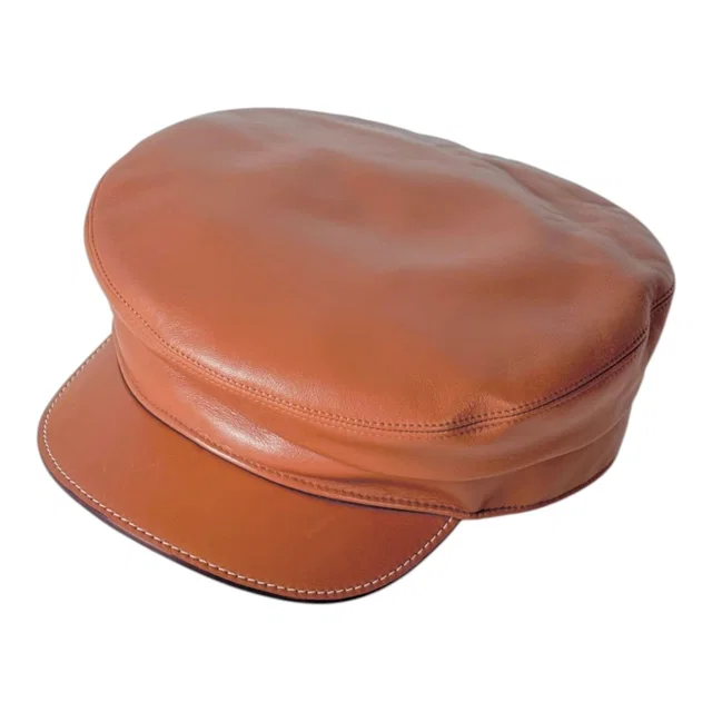 Hermès Gold Lambskin Cap Hat #59 in Gold Lambskin from Luxury Promise