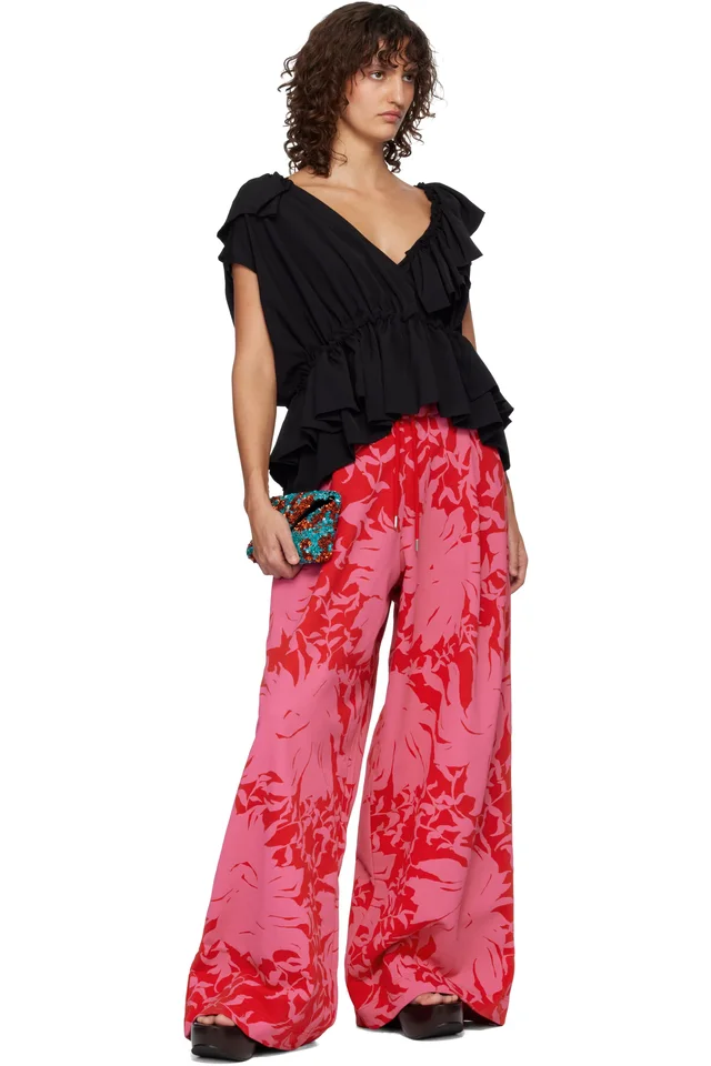 Dries Van Noten Red & Pink Loose Sweatpants, photo 4 of 4 from SSENSE