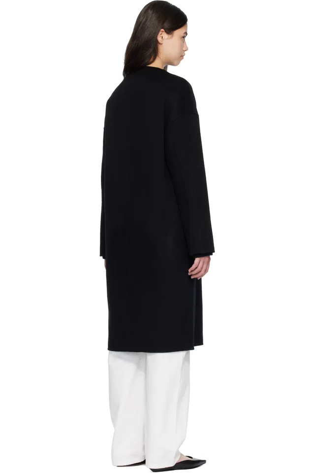 Loulou de Saison Black KERRY Wool Cashmere Drap Oval Coat, photo 3 of 4 from SSENSE