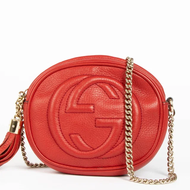 Gucci Red Leather Soho Round Bag in Red Leather from Labellov