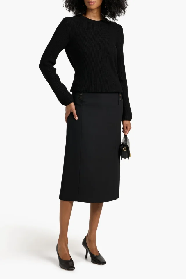 Veronica De Piante Nova Crepe Midi Skirt in Black, photo 2 of 4 from THE OUTNET
