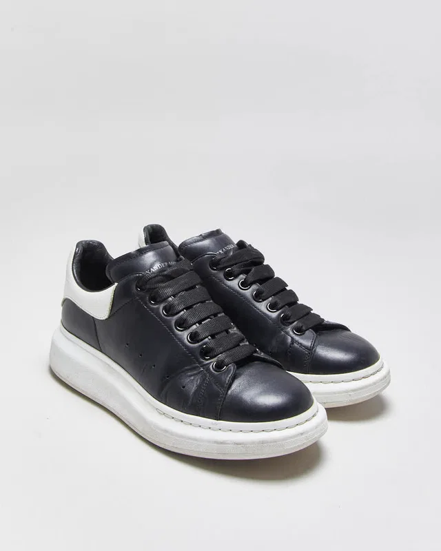 2021 Alexander Mcqueen Black Leather Oversized 'Larry' Trainers - UK7 in Black Leather from Rokit Vintage