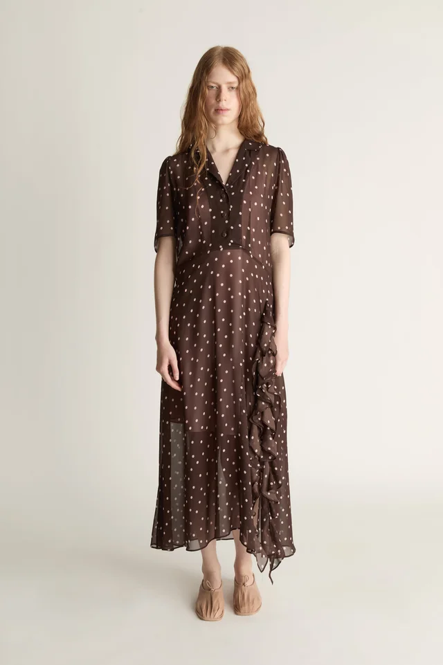 Lee Mathews Beatrice Georgette Dress in Brown from Lee Mathews, photo 1 of 1