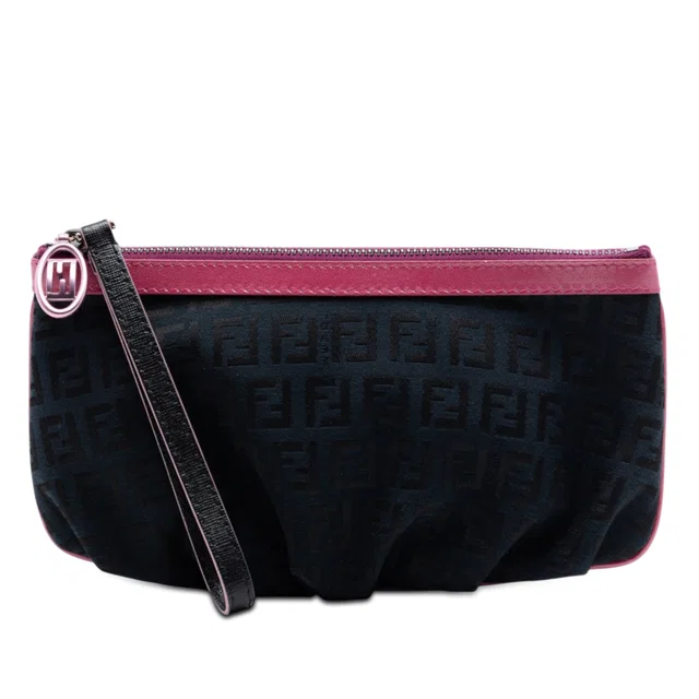 Black Fendi Zucchino Canvas Pouch in Black Canvas from Designer Revival