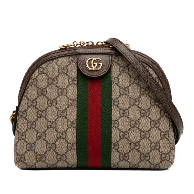 Beige Gucci Small GG Supreme Web Ophidia Dome Crossbody in Beige Coated canvas from Designer Revival