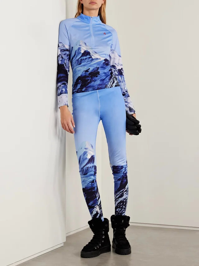 PERFECT MOMENT Printed stretch-jersey leggings in Blue, photo 2 of 2 from NET-A-PORTER (Canada)