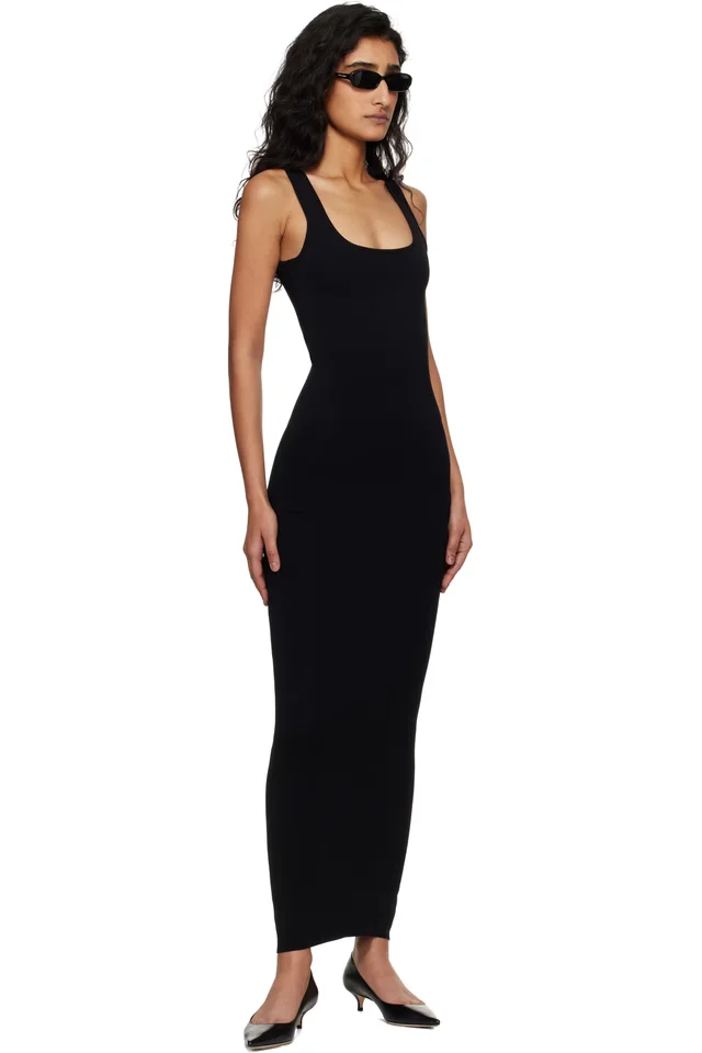 Entire Studios Black Square Neck Midi Dress, photo 4 of 4 from SSENSE