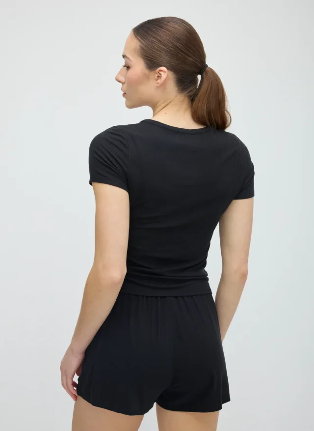 Kit and Ace Downtime Short Sleep Set in Black BFT Dropneedle, photo 4 of 6 from Kit and Ace
