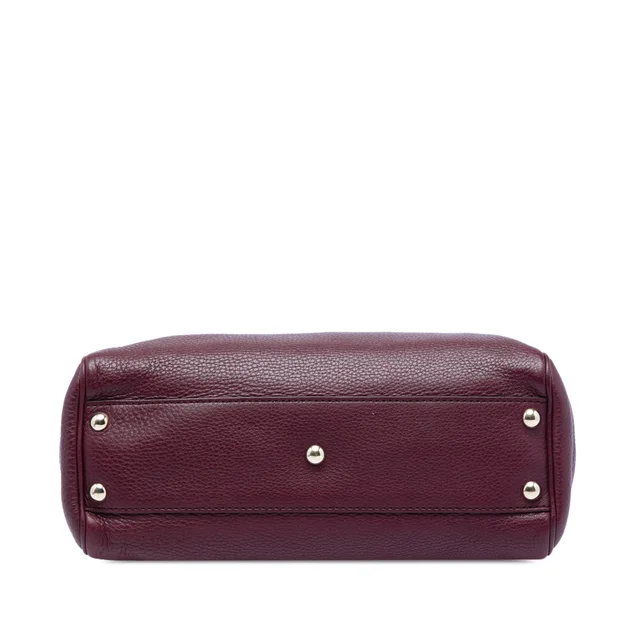Purple Gucci Small Calfskin Bamboo Shopper Satchel in Purple Calfskin from Designer Revival, photo 2 of 2