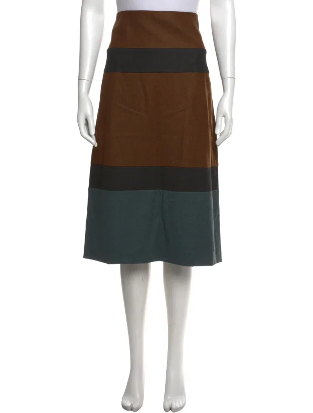 Jil Sander Vintage Midi Length Skirt in brown|red Wool from The RealReal