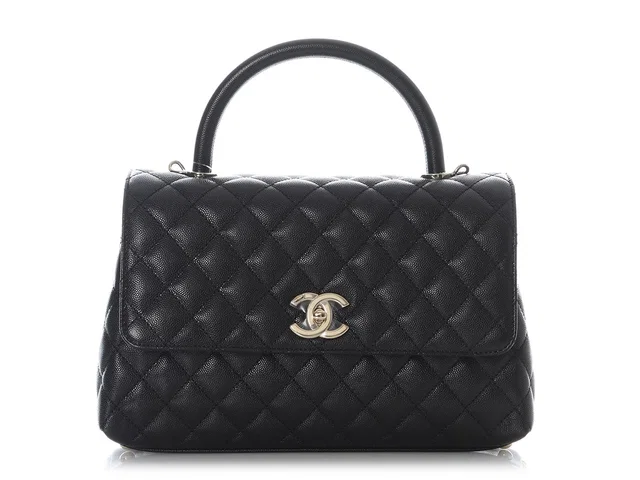 Chanel Medium Black Quilted Caviar Coco Handle in Black Caviar leather from Ann's Fabulous Finds