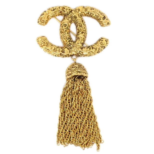 Chanel 1993 Florentine Filigree Tassel Brooch Small from AMORE Vintage Tokyo