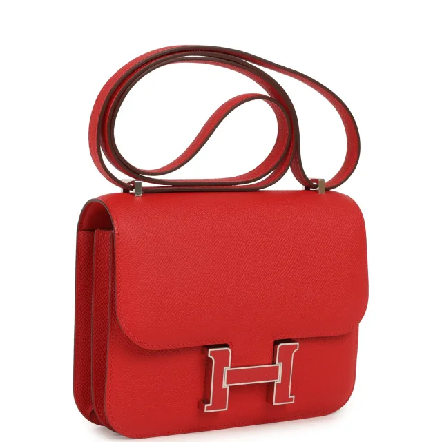 Hermès Constance 18 Rouge Radieux Epsom Lacquered Palladium Hardware in Red Epsom from Madison Avenue Couture, photo 2 of 9