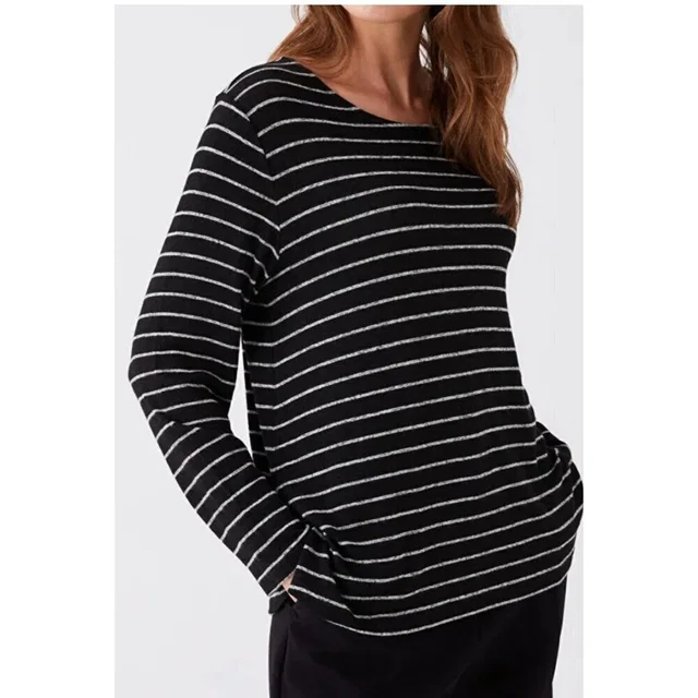 Giorgio Armani Striped Black White Stretch Long Sleeve Top Tunic -Italy in black|white from Poshmark