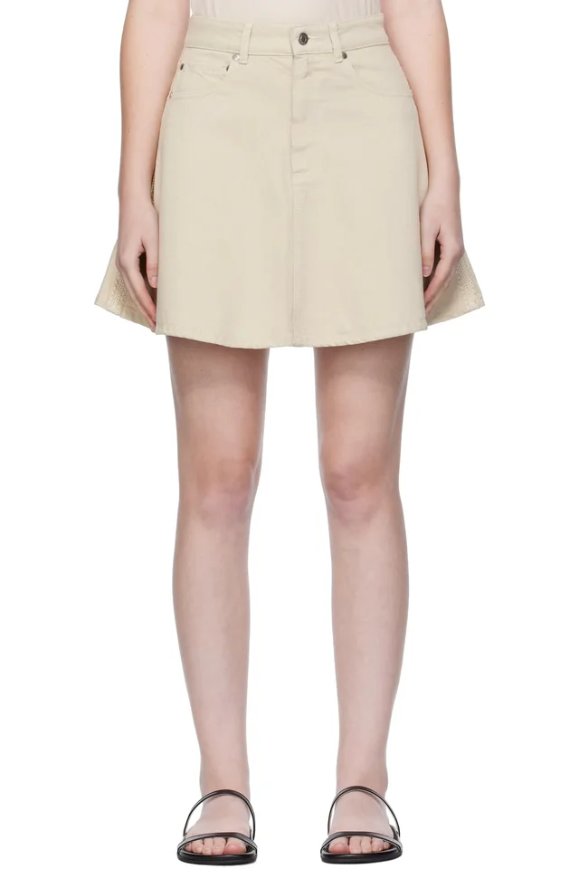 Nanushka Beige Neah Denim Miniskirt, image 1 of 1 from SSENSE