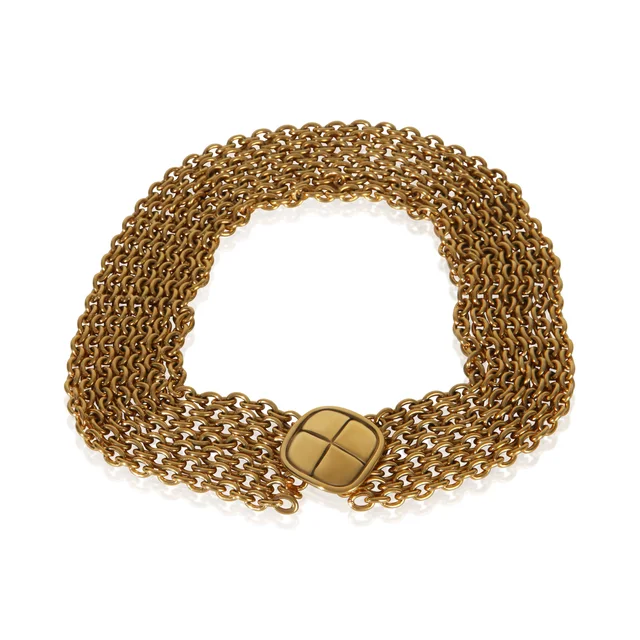 Chanel Gold-Plated Vintage Matelasse Multistrand Necklace in Gold from HEWI, photo 2 of 2