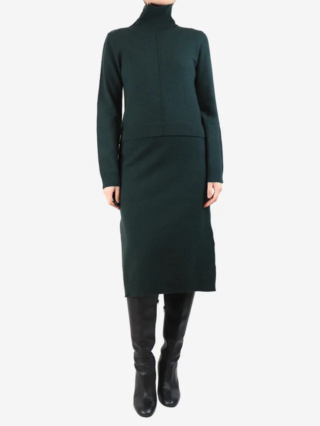 Celine Dark green wool-blend midi dress - size S in Green Wool from Sign of the Times