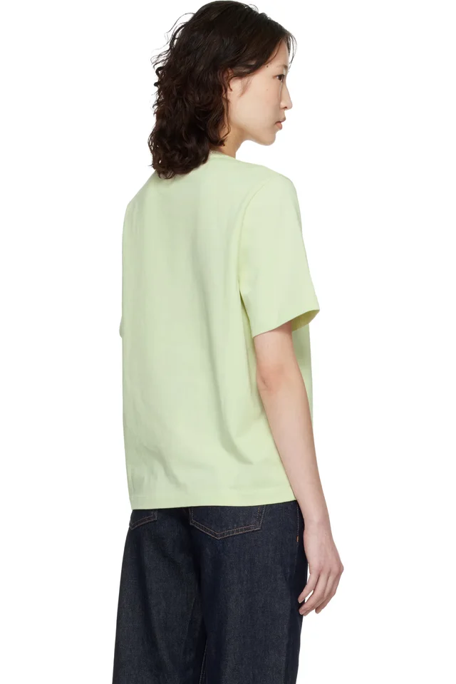 Green 'Maison Kitsune' Handwriting Comfort T-shirt, photo 3 of 4 from SSENSE
