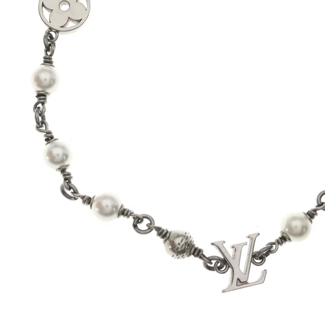 LV Pearl Monogram Chain Necklace Silver in Silver from The Reluxe