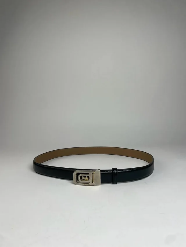 Celine Vintage Paris Carriage Logo Leather Belt Black in black Leather from Grailed