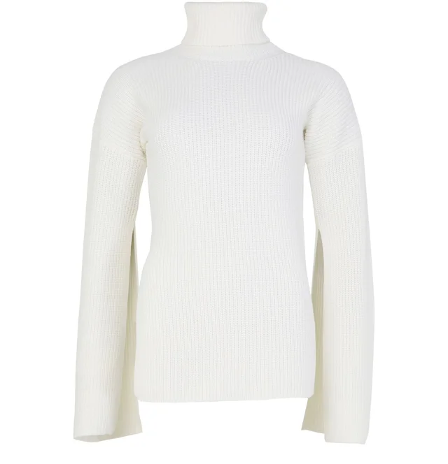 TOTEME Slit sleeve turtleneck sweater in Beige from 24S (US), photo 1 of 1