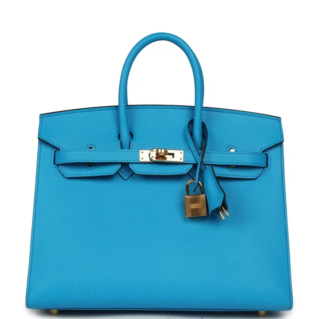 Hermès Birkin Sellier 25 Bleu Frida Epsom Gold Hardware in Blue Epsom leather from Madison Avenue Couture
