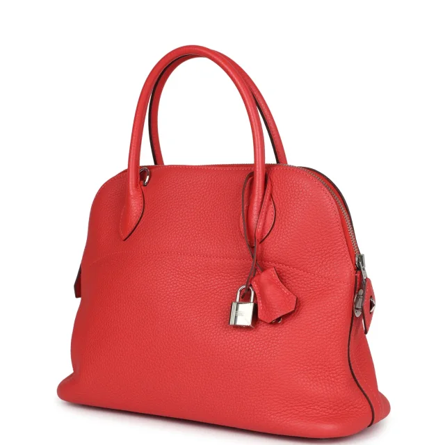 Hermès Bolide 31 Rouge Pivoine Clemence Palladium Hardware in Red Clemence leather from Madison Avenue Couture, photo 5 of 9