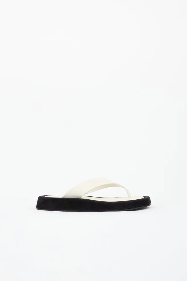 The Row Leather & Suede Ginza Sandal in Suede from VSP Consignment