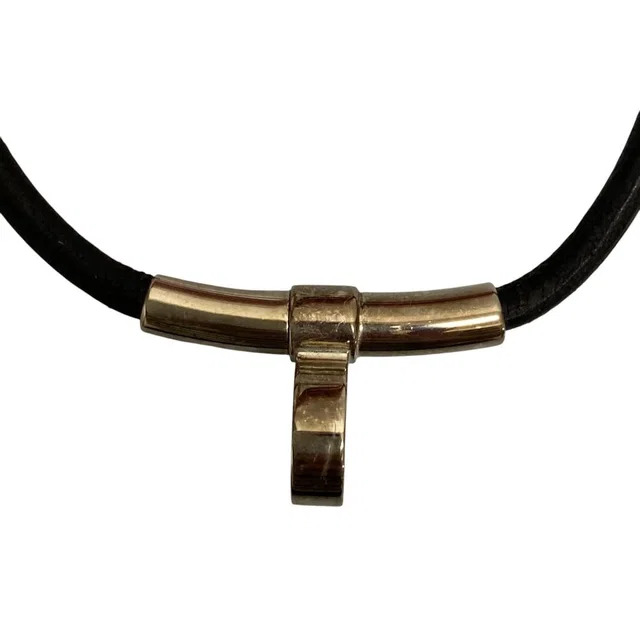 Hermès Kite Double Kelly Leather Choker Black Necklace in Black Leather from The Reluxe