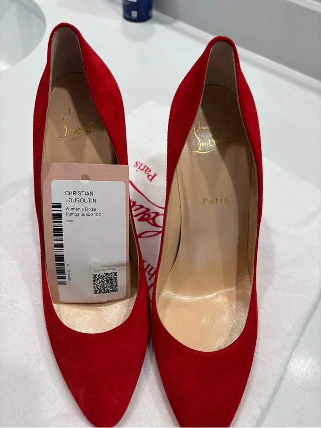 Christian Louboutin Suede Pointed-Toe Pumps in red Suede from Poshmark