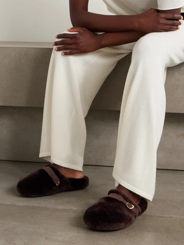 ANCIENT GREEK SANDALS Vasilitsa buckled shearling clogs in Brown, photo 2 of 2 from NET-A-PORTER (Canada)